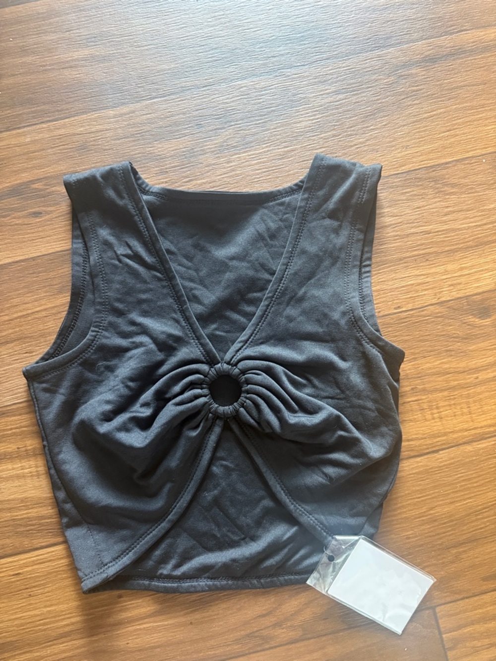 Black Twist-Front Crop Tank Top